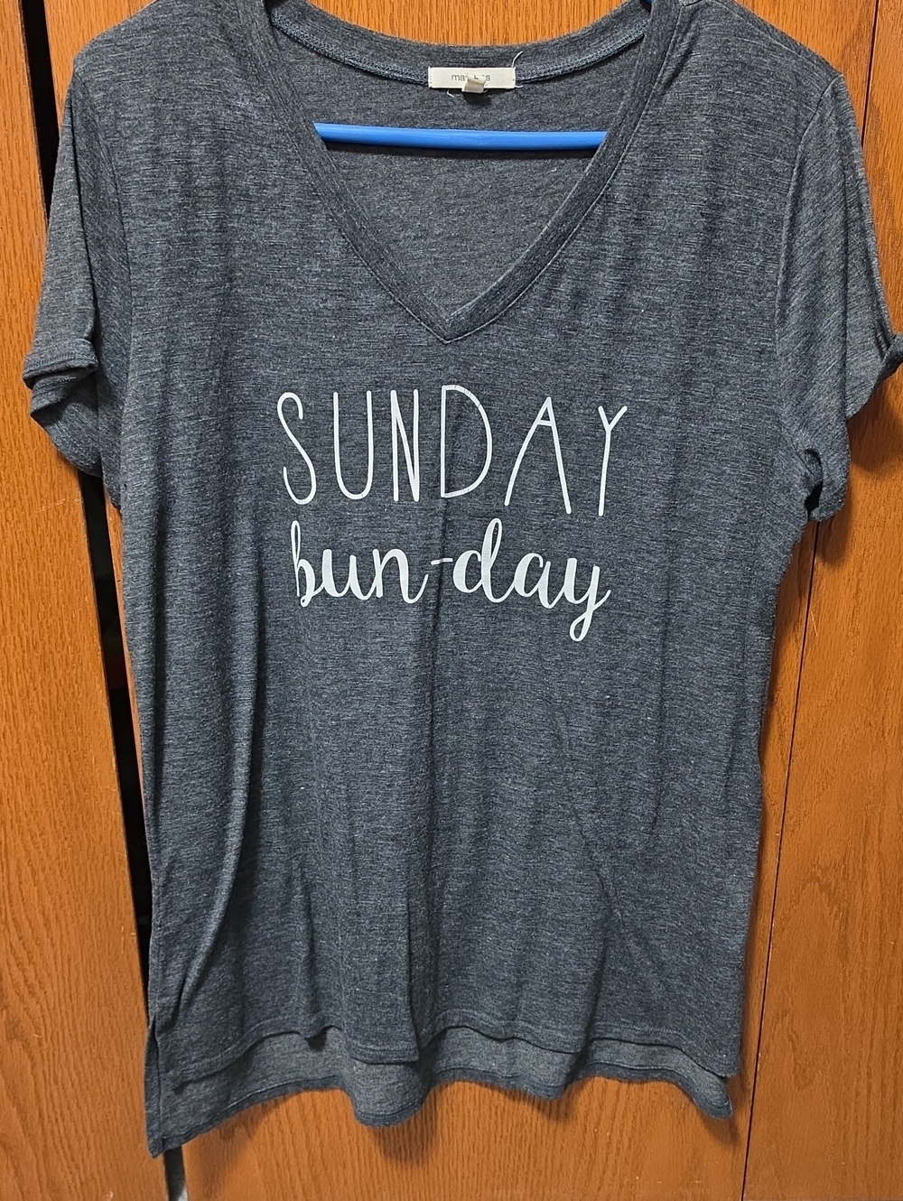 Maurices Charcoal Gray 'Sunday bun-day' V-Neck Graphic Tee